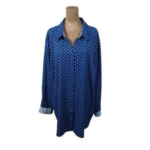 Talbots Women’s Plus Size 3X Long Sleeve Button-Up Shirt – Polka Dot Winter Top